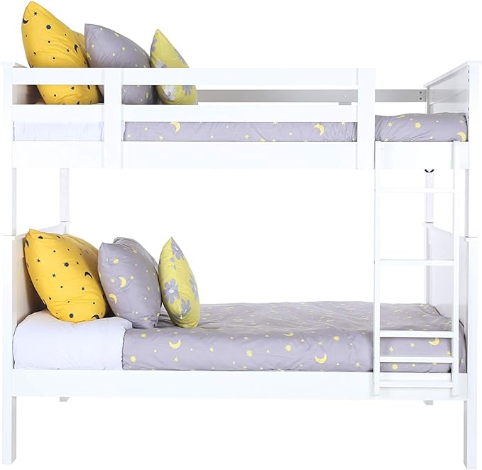 Konrad Furniture London Solid Hardwood Bunk Bed Full Over Full, White