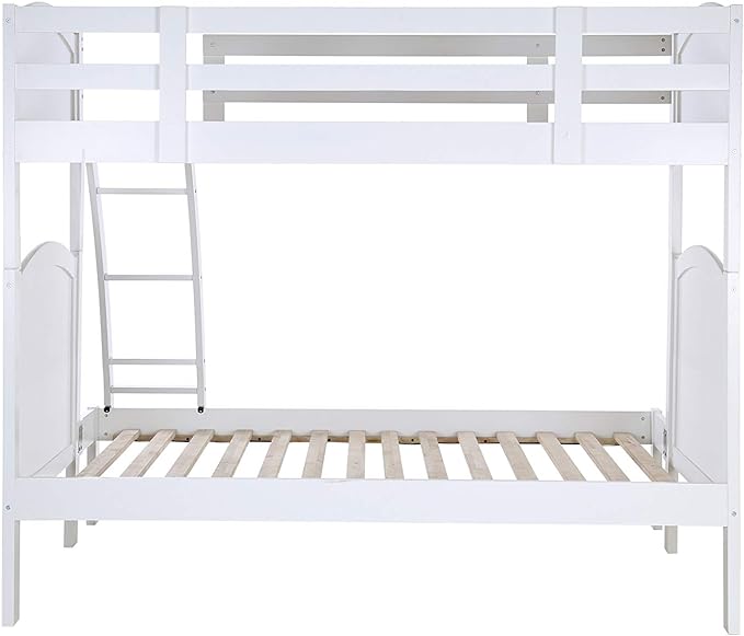 Konrad Furniture Paris Solid Hardwood Bunk Bed Twin Over Full, White