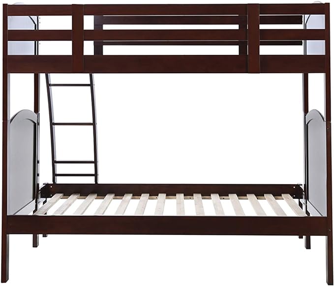 Konrad Furniture Paris Solid Hardwood Bunk Bed Twin Over Full, Espresso