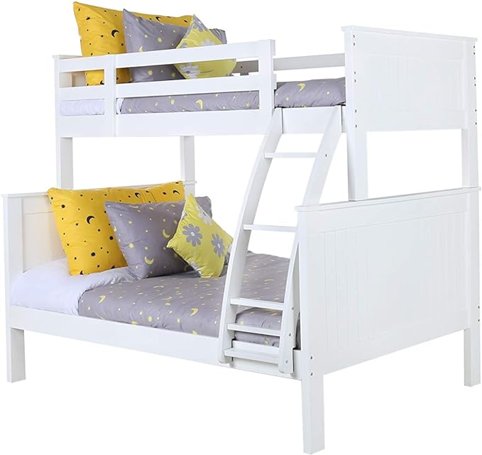 Konrad Furniture London Solid Hardwood Bunk Bed Twin Over Full, White