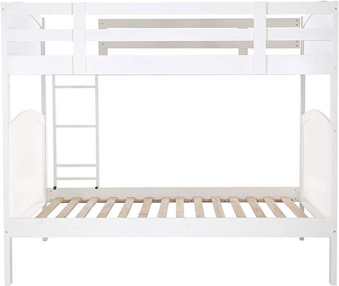 Konrad Furniture Paris Solid Hardwood Bunk Bed Full Over Full, White