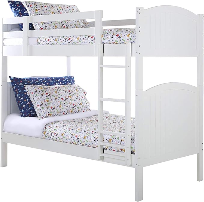 Konrad Furniture Paris Solid Hardwood Bunk Bed Twin Over Twin White