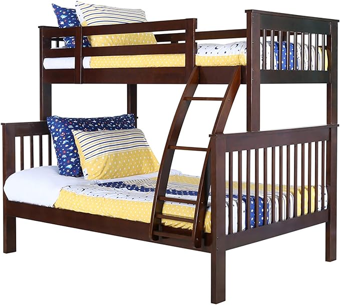 Konrad Furniture Barcelona Solid Hardwood Bunk Bed Twin Over Full, Espresso