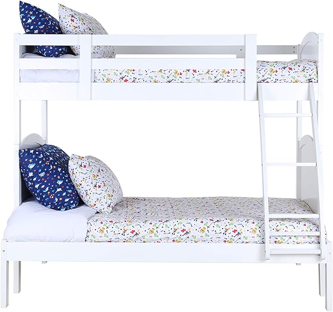 Konrad Furniture Paris Solid Hardwood Bunk Bed Twin Over Full, White