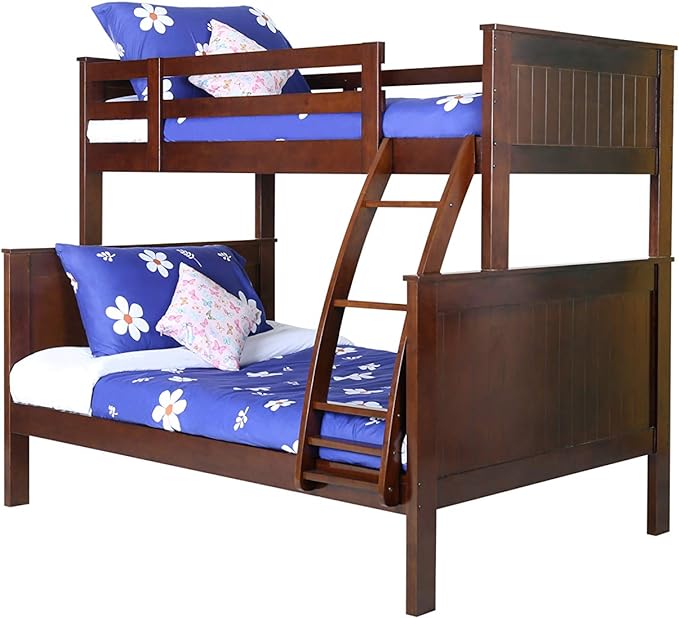 Konrad Furniture London Solid Hardwood Bunk Bed Twin Over Full, Espresso