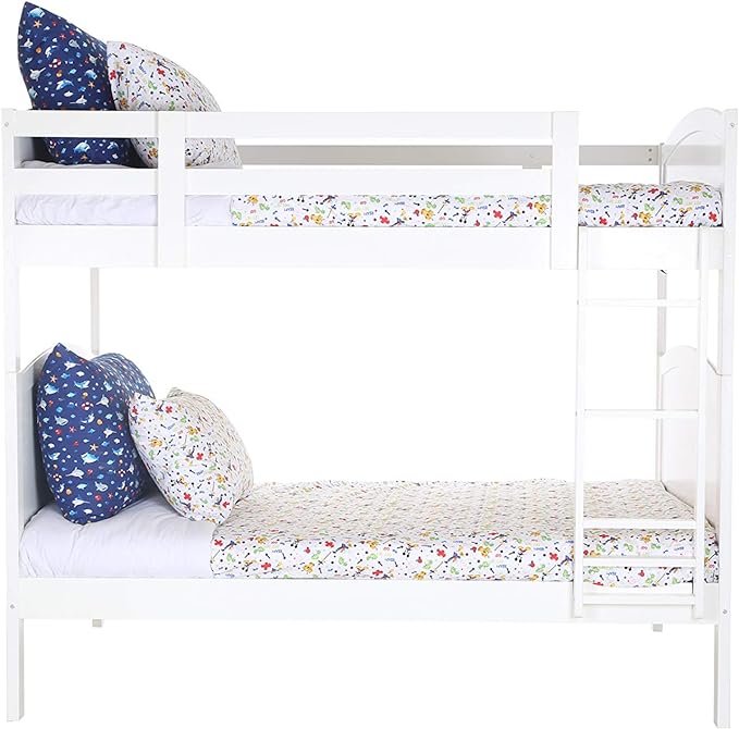 Konrad Furniture Paris Solid Hardwood Bunk Bed Full Over Full, White