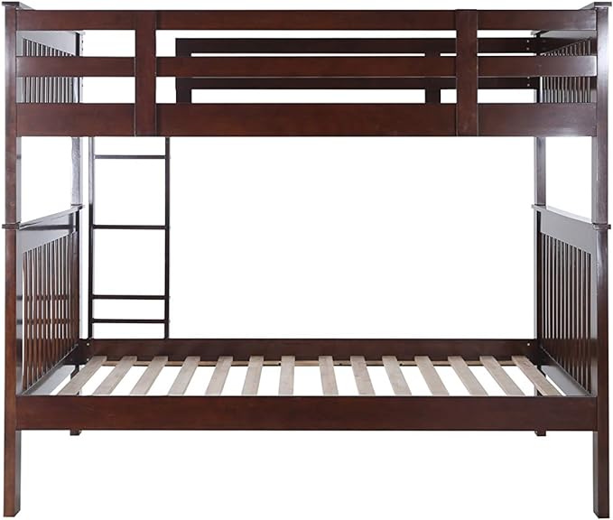 Konrad Furniture Paris Solid Hardwood Bunk Bed Full Over Full, Espresso