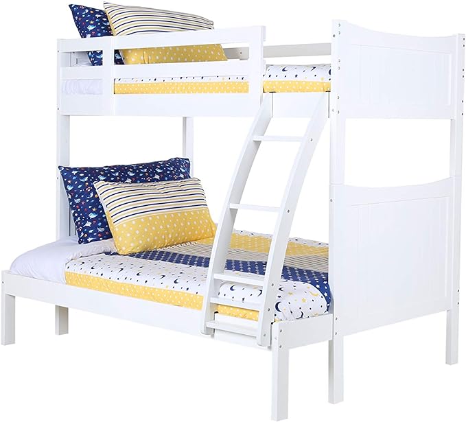 Konrad Furniture Milan Solid Hardwood Bunk Bed Twin Over Full, White