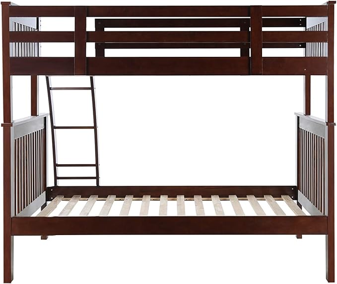 Konrad Furniture Barcelona Solid Hardwood Bunk Bed Twin Over Full, Espresso