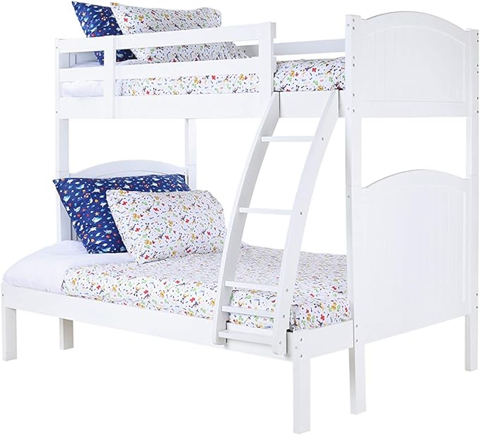 Konrad Furniture Paris Solid Hardwood Bunk Bed Twin Over Full, White