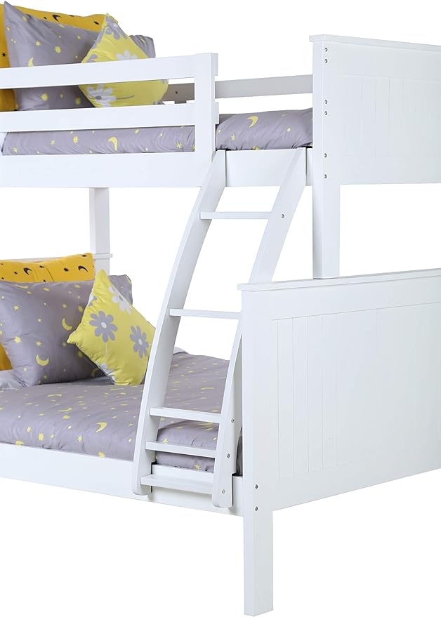 Konrad Furniture London Solid Hardwood Bunk Bed Twin Over Full, White