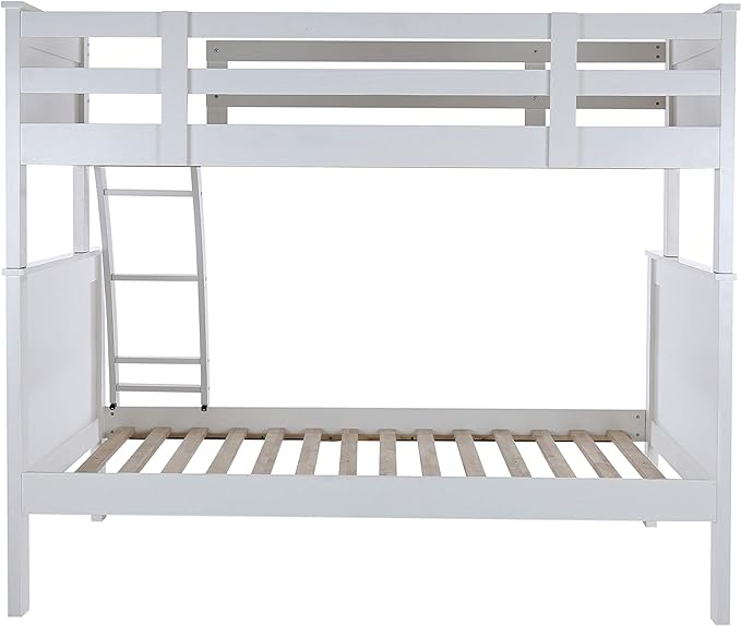 Konrad Furniture London Solid Hardwood Bunk Bed Twin Over Full, White