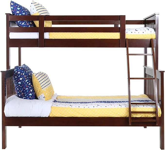 Konrad Furniture Barcelona Solid Hardwood Bunk Bed Twin Over Full, Espresso