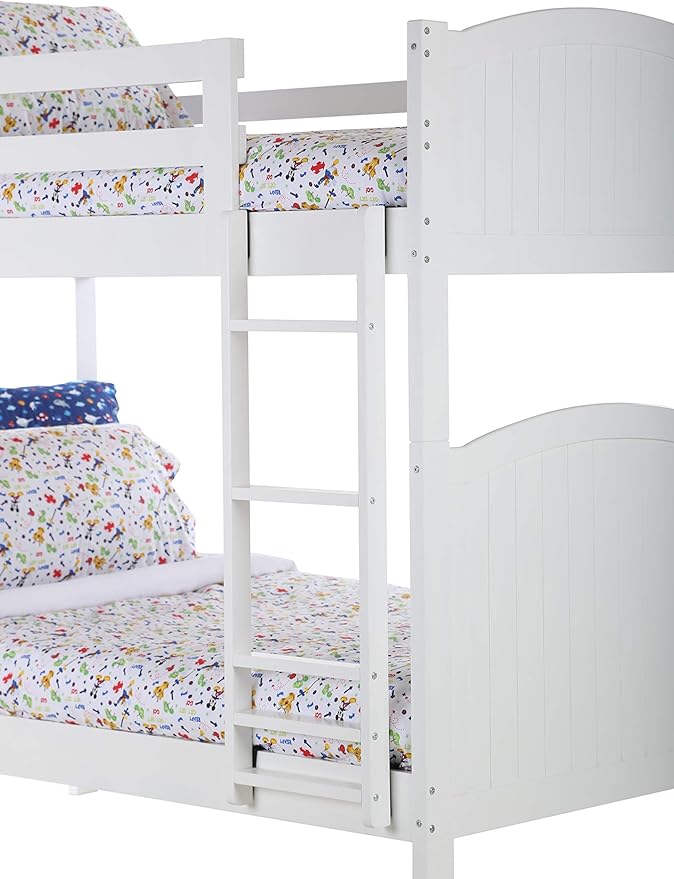 Konrad Furniture Paris Solid Hardwood Bunk Bed Twin Over Twin White