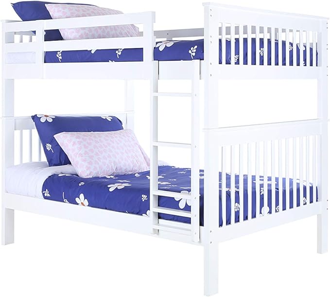 Konrad Furniture Barcelona Solid Hardwood Bunk Bed Twin Over Full, White