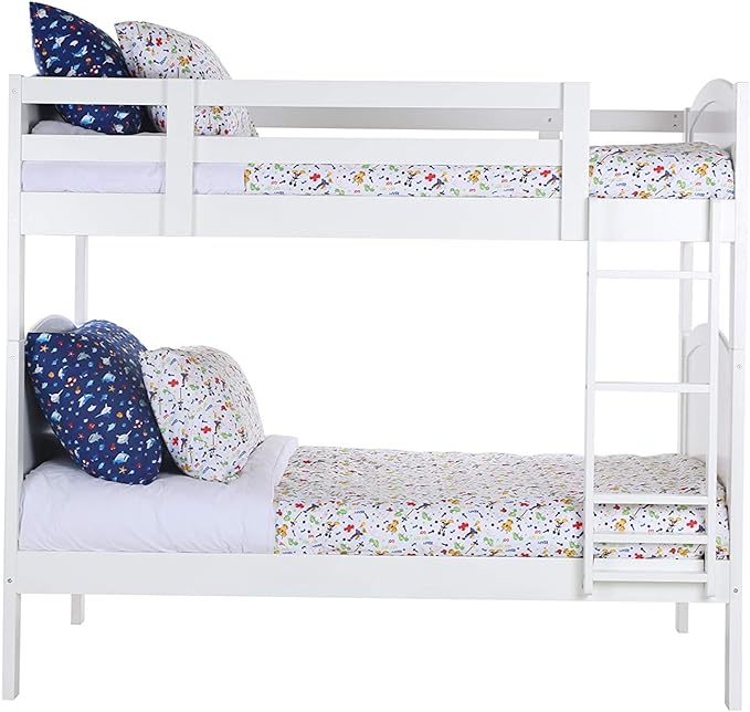 Konrad Furniture Paris Solid Hardwood Bunk Bed Twin Over Twin White