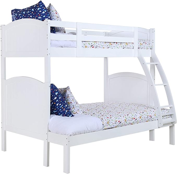 Konrad Furniture Paris Solid Hardwood Bunk Bed Twin Over Full, White