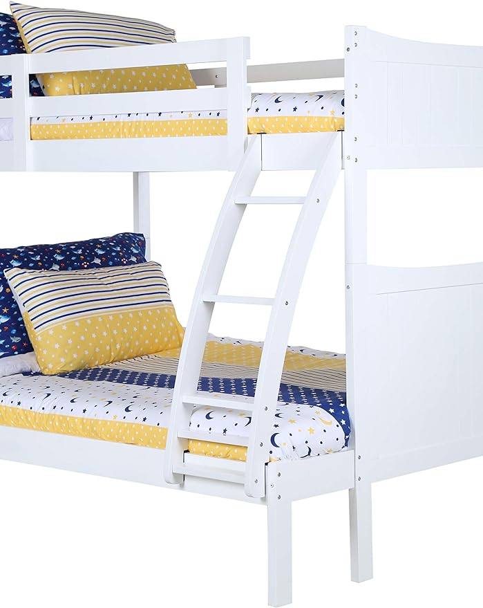 Konrad Furniture Milan Solid Hardwood Bunk Bed Twin Over Full, White