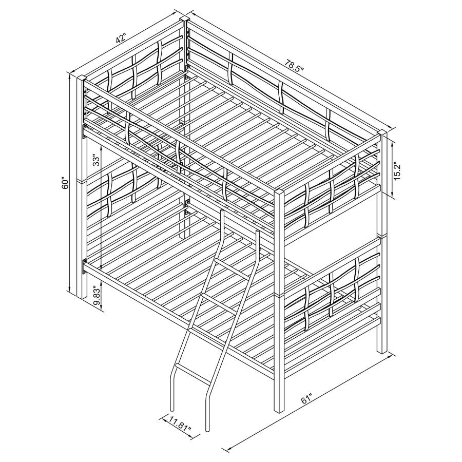 Fairfax Twin Over Twin Bunk Bed with Ladder Light Gunmeta