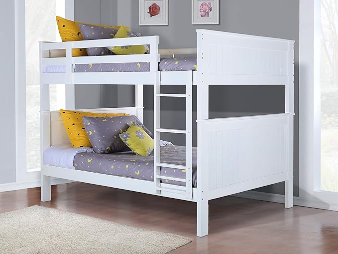 Konrad Furniture London Solid Hardwood Bunk Bed Full Over Full, White