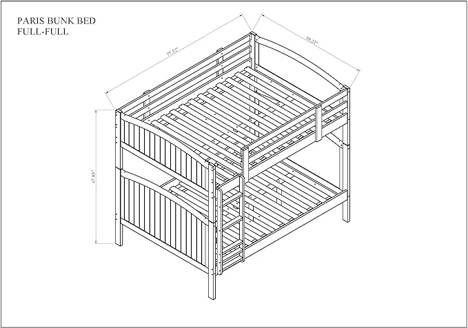 Konrad Furniture Paris Solid Hardwood Bunk Bed Full Over Full, White