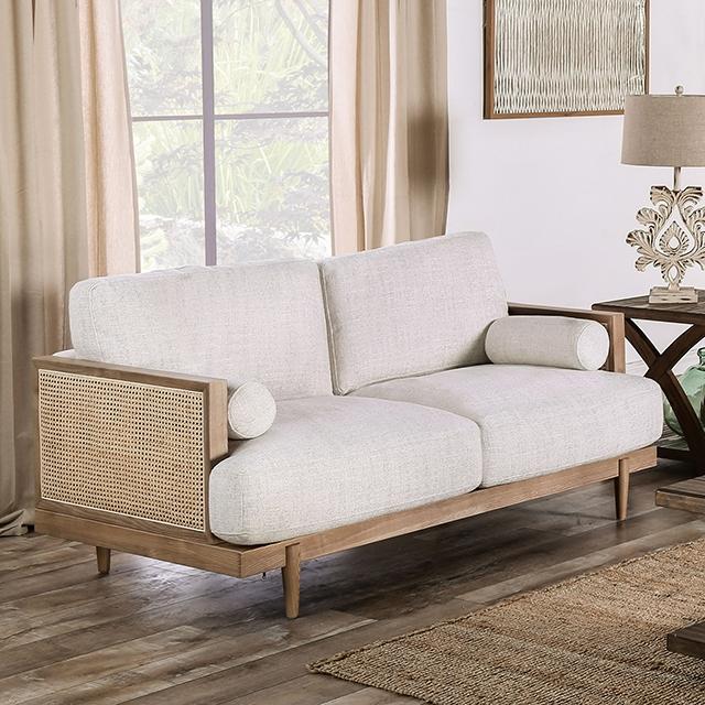 ALESUND Loveseat, Beige/Light Oak, Natural & Brown