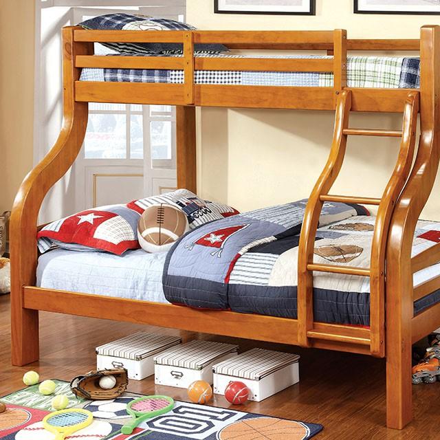 SOLPINE Gray & Oak Twin/Full Bunk Bed