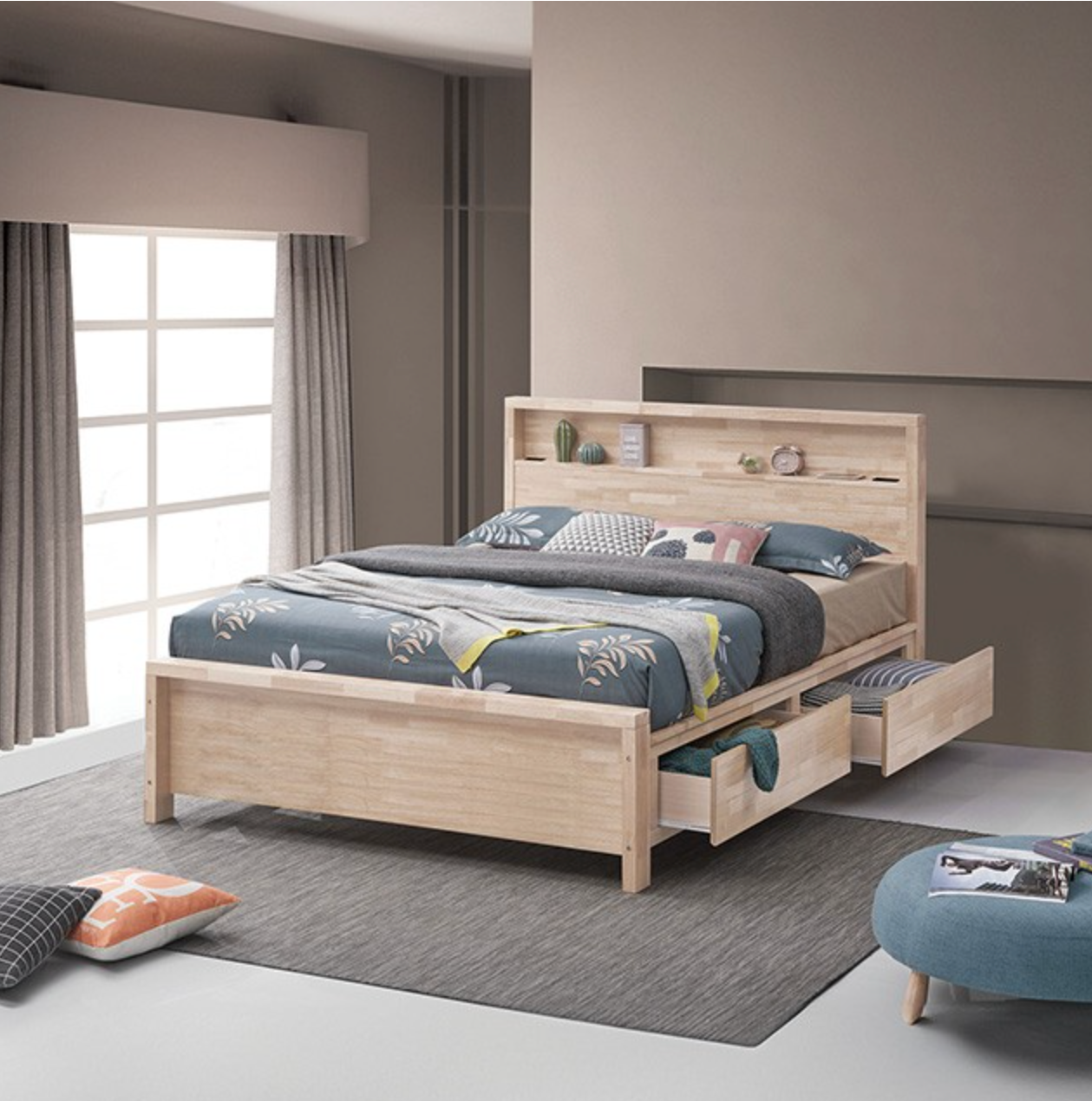 Grange Full Bed - White Wash
