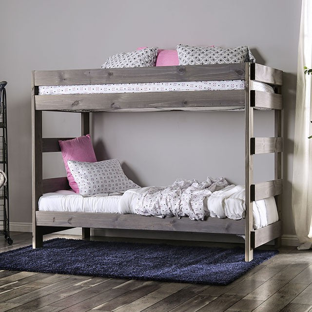 Arlette Twin Over Twin Bunk Bed Grey