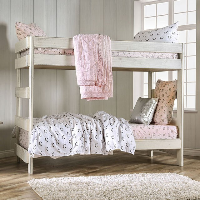 Arlette Twin Over Twin Bunk Bed White