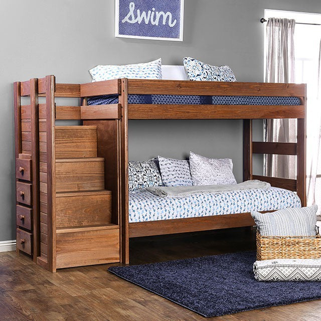 Ampelios Twin Over Twin Bunk Bed Mahogany