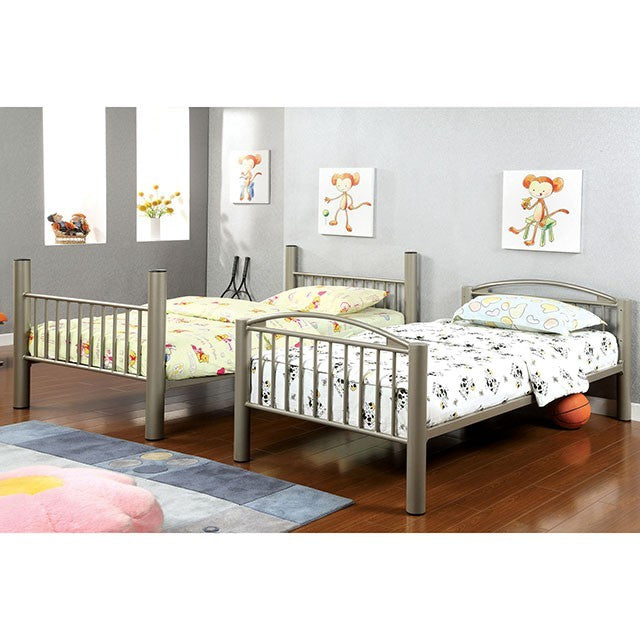 Lovia Twin Over Twin Bunk Bed Metallic Gold