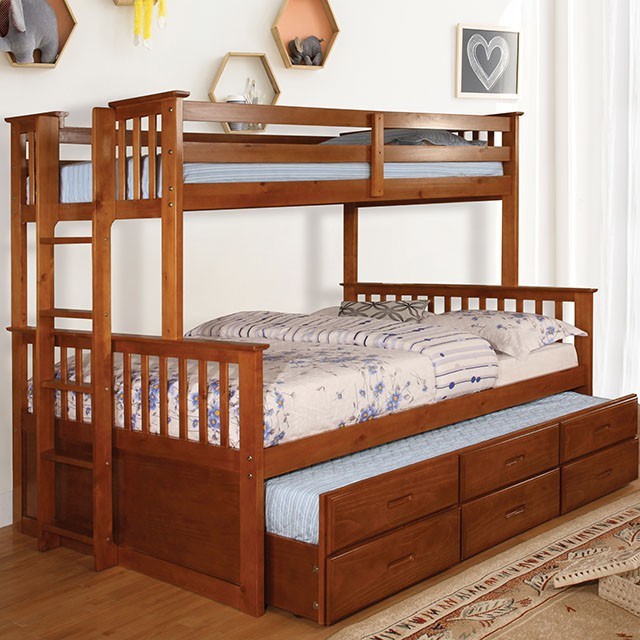 University Twin Over Full Bunk Bed Oak