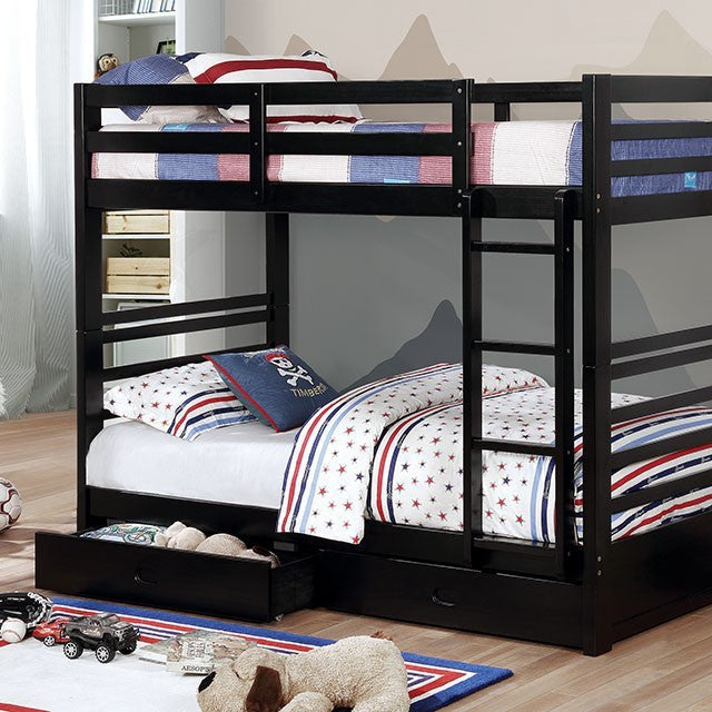 California Twin Over Twin Bunk Bed Black