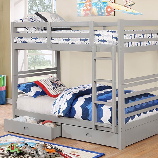 California Twin Over Twin Bunk Bed Grey