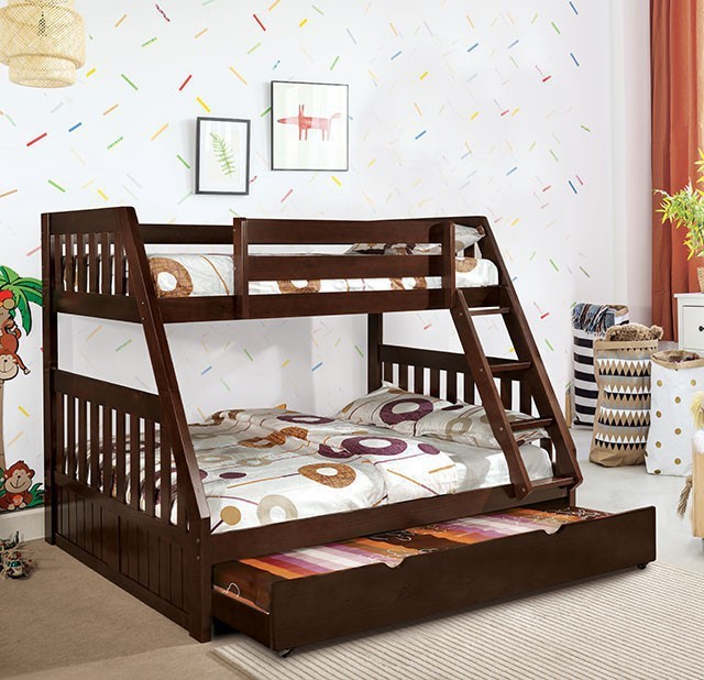 Canberra Twin Over Full Bunk Bed Dark Walnut