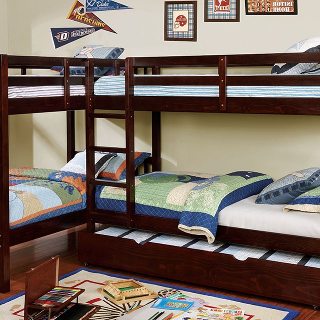 Marquette Quadruple Bunk Bed Dark Walnut