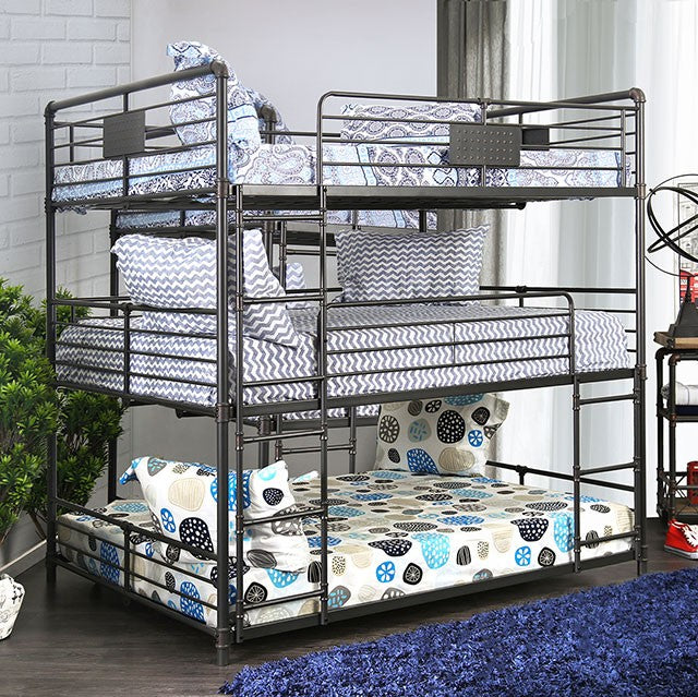 Olga Twin Over Twin Over Twin Bunk Bed Black