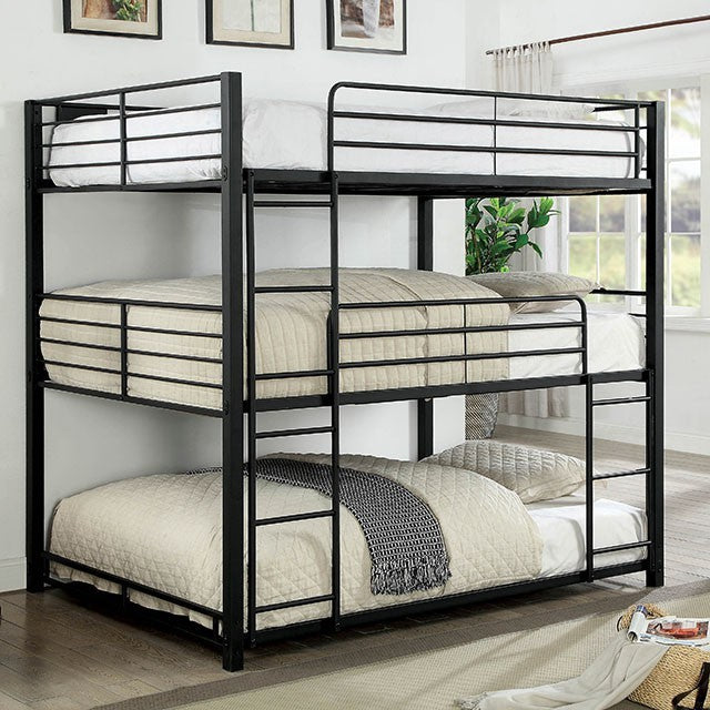 Olga Twin Over Twin Over Twin Bunk Bed Sand Black