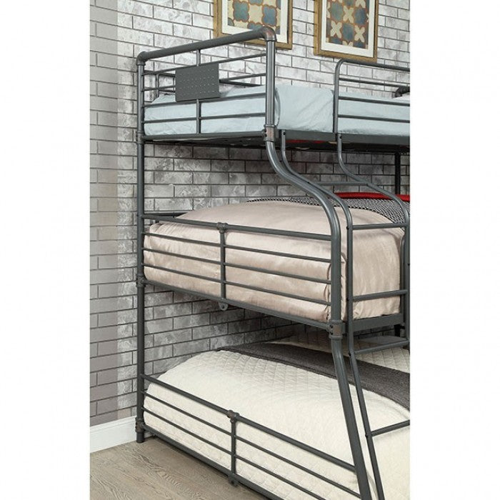 Olga Twin Over Full Over Queen Bunk Bed Black