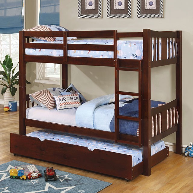 Cameron Twin Over Twin Bunk Bed Dark Walnut