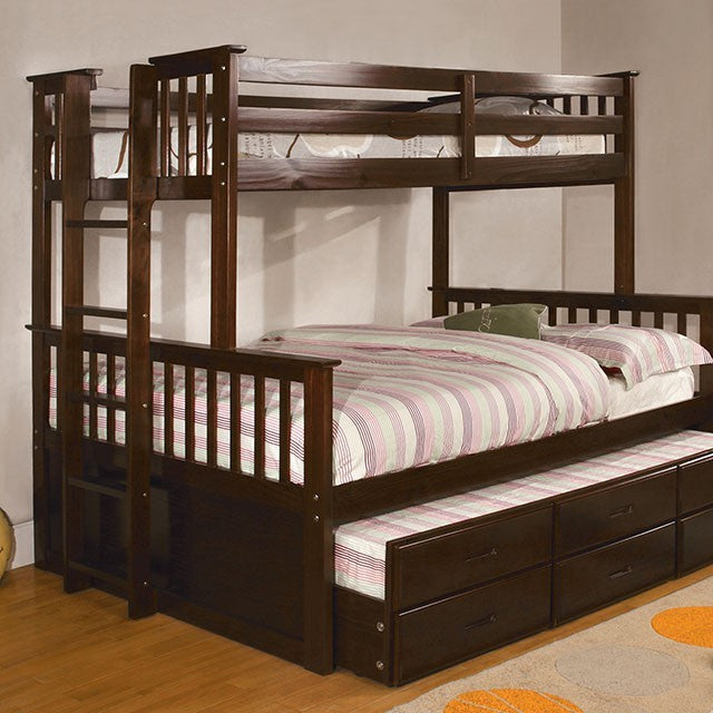 University Twin Over Full Bunk Bed Dark Walnut