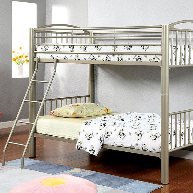 Lovia Twin Over Twin Bunk Bed Metallic Gold